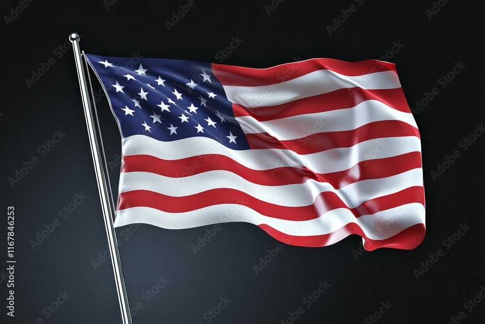Obraz premium Large American flag is waving in the wind