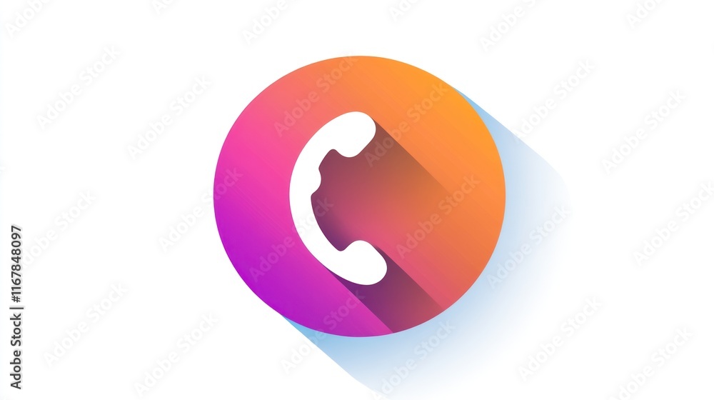 Gradient circle phone icon with long shadow. Gradient circle phone icon with long shadow.