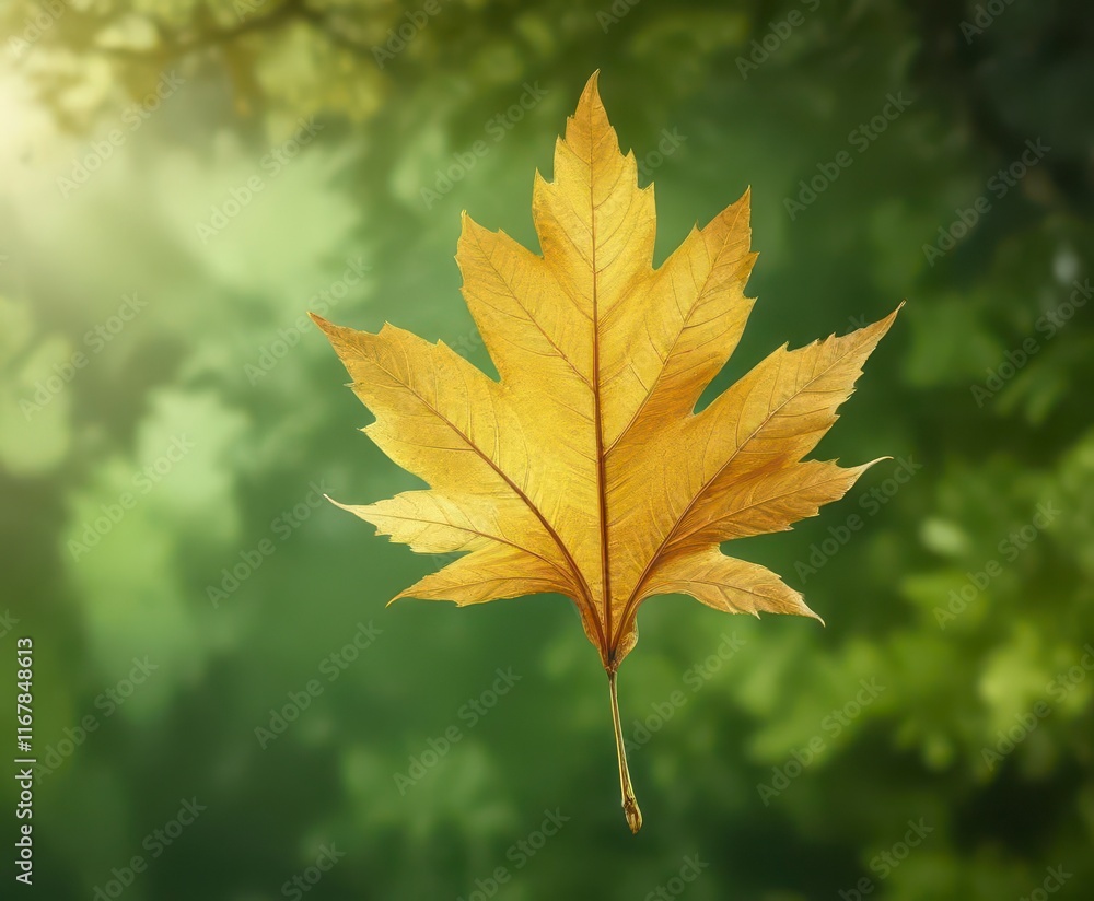A vibrant golden leaf shines brightly against a soft green background, its textured surface catching the eye, nature inspired, golden leaf, design inspiration A vibrant golden leaf shines brightly against a soft green background, its textured surface catching the eye, nature inspired, golden leaf, design inspiration