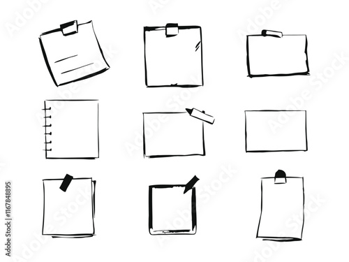 A collection of hand-drawn line art speech bubbles, perfect for adding dialogue to any project.