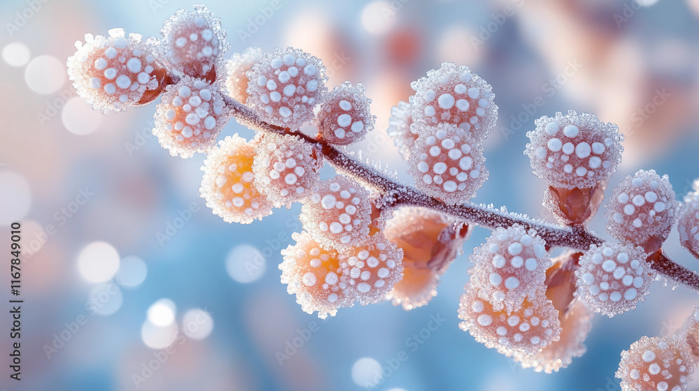branch of a willow, frost on branches, flowers in the snow branch of a willow, frost on branches, flowers in the snow