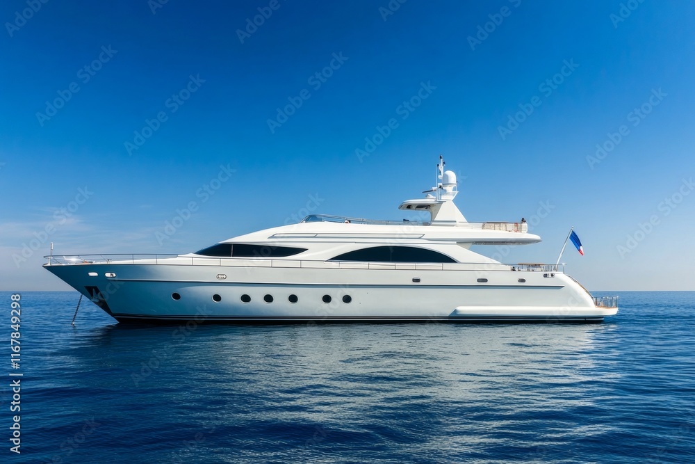 Large white boat is floating in the ocean Large white boat is floating in the ocean