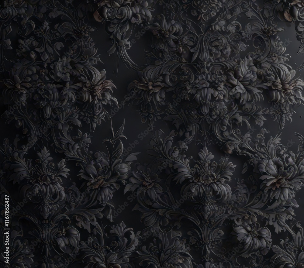 Dark gothic damask with intricate floral patterns, floral, patterns, texture Dark gothic damask with intricate floral patterns, floral, patterns, texture
