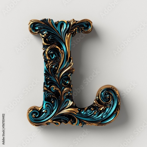 Elegant Aquamarine Letter L with Mocha Accents photo