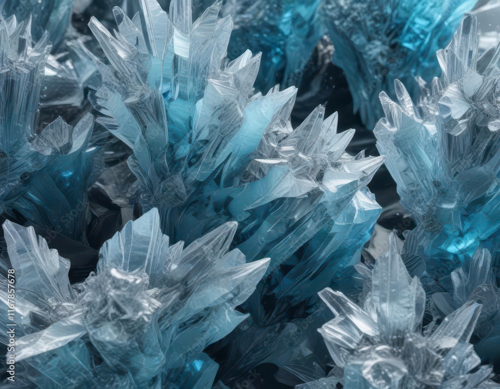 Obraz premium Glacial blue ice texture with intricate crystal formations , cold, frosty, frozen