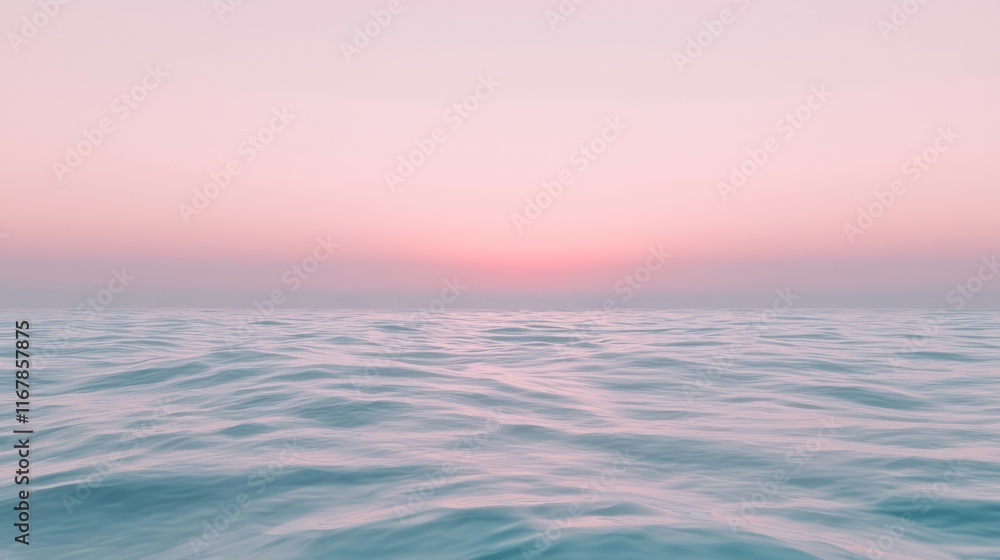 Fototapeta premium Misty Coastal Dawn: Tranquil Ocean View with Soft Fog and Serene Colors of Dawn