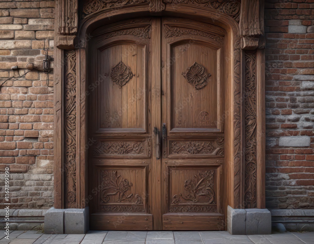Old wooden door with intricate carvings and weathered wood surface, texture, rustic, wooden doors Old wooden door with intricate carvings and weathered wood surface, texture, rustic, wooden doors
