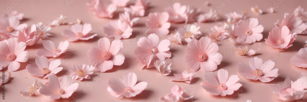 pastel pink plastic flowers scattered on a retro-style background, retro, pink plastic flowers, vintage pastel pink plastic flowers scattered on a retro-style background, retro, pink plastic flowers, vintage
