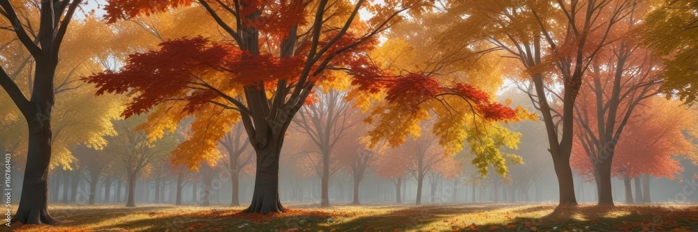 Vibrant autumn leaf arrangement with changing foliage colors on bare trees, tree, leaves, vibrant Vibrant autumn leaf arrangement with changing foliage colors on bare trees, tree, leaves, vibrant
