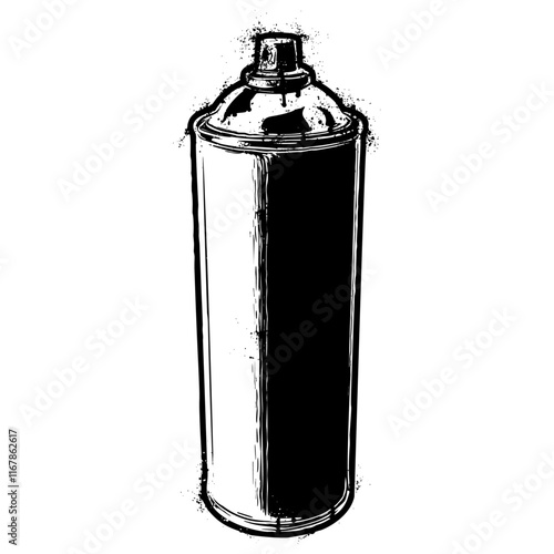 Classic spray paint can illustration in graffiti stencil style with dripping paint effect 