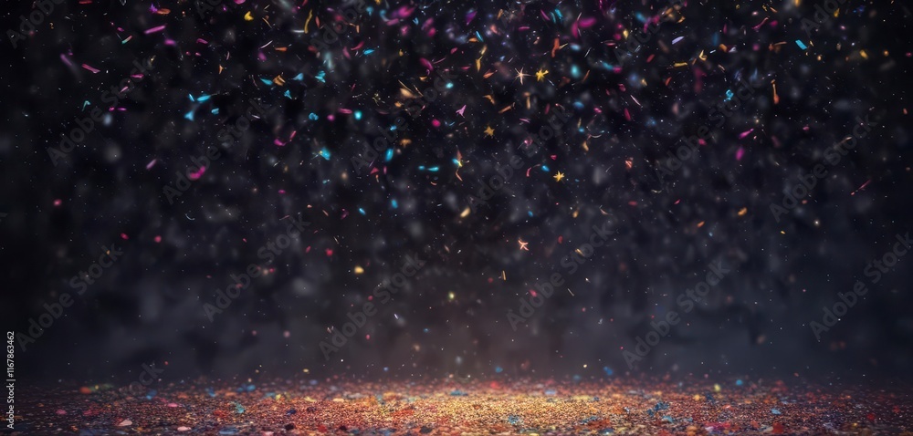 Fototapeta premium Twinkling constellation of colorful confetti stars, confetti, constellation, stars