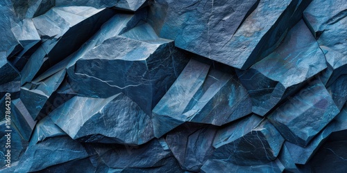 Wallpaper Mural Deep blue, angular rock formations create a dramatic, textured backdrop.  Sharp edges and shadowed crevices emphasize the stone's rugged beauty. Torontodigital.ca