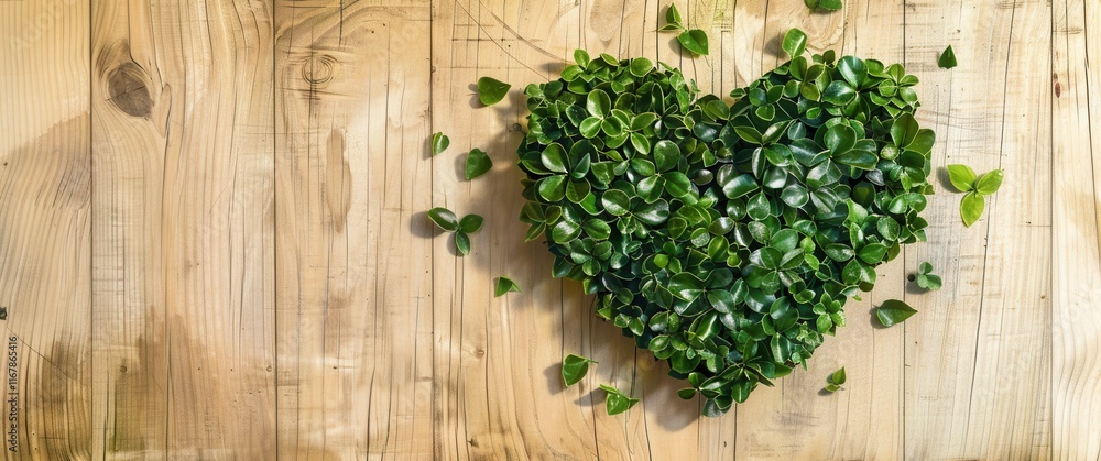 Heart-shaped greenery on rustic wood. Perfect for eco-friendly, nature, love, and spring themes. High-resolution image for various designs. Heart-shaped greenery on rustic wood. Perfect for eco-friendly, nature, love, and spring themes. High-resolution image for various designs.