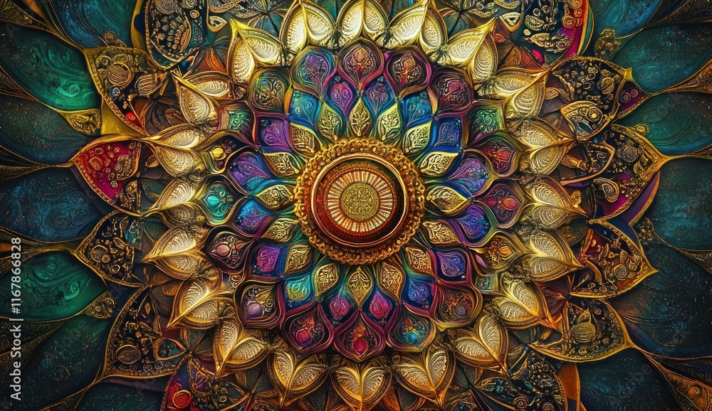 Fototapeta premium Golden Mandala with Intricate Details