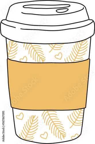 Disposable Paper Coffee Cup With Floral Pattern