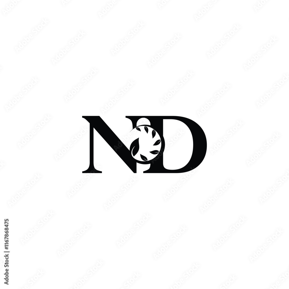 Leaf ND DN Letter Logo with Modern Design Leaf ND DN Letter Logo with Modern Design