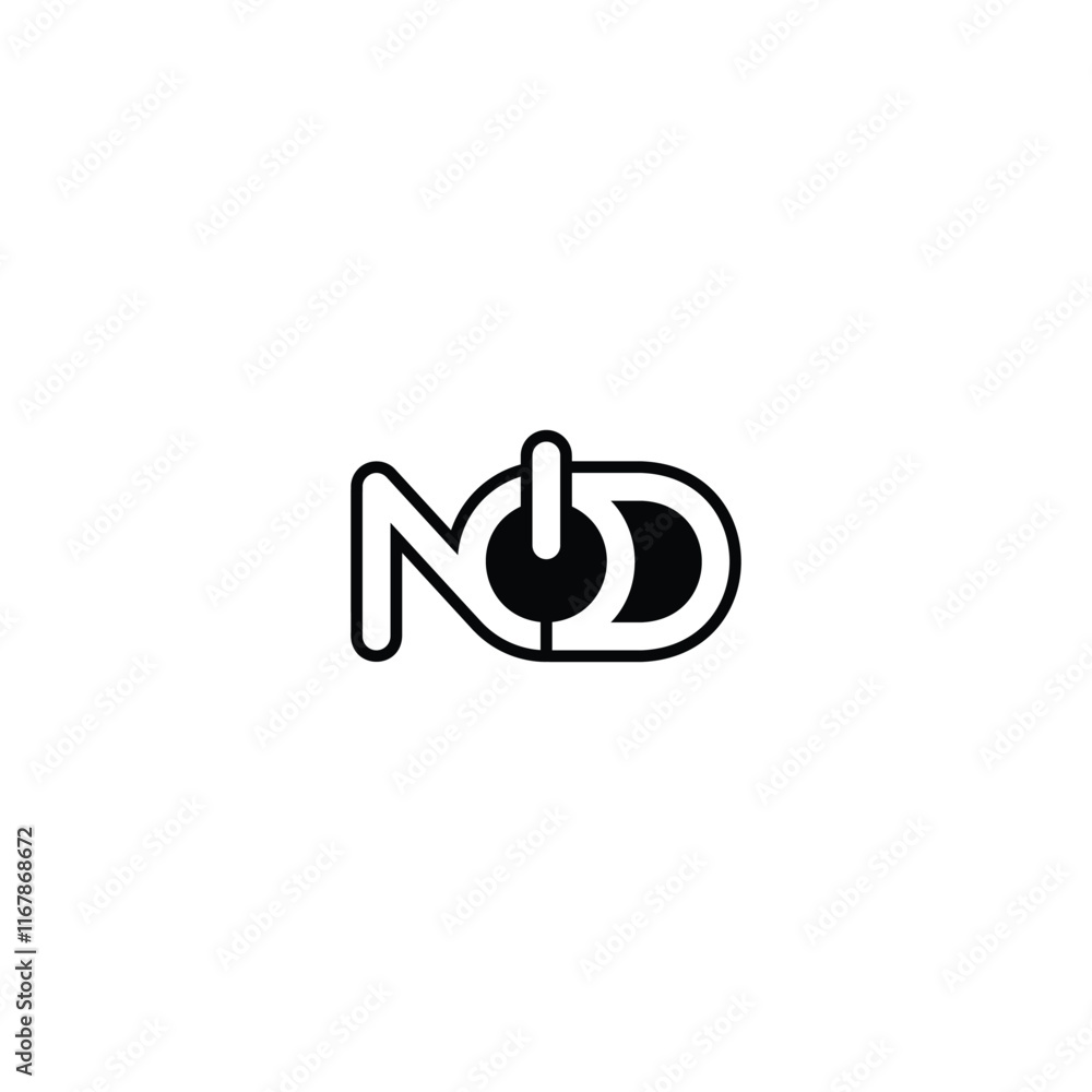ND or DN Power button Monogram Logo Design ND or DN Power button Monogram Logo Design