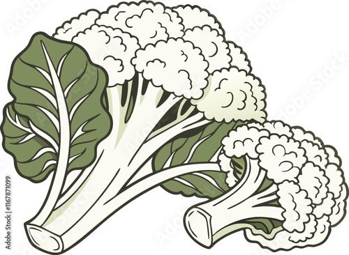 cauliflower on white background vector art 