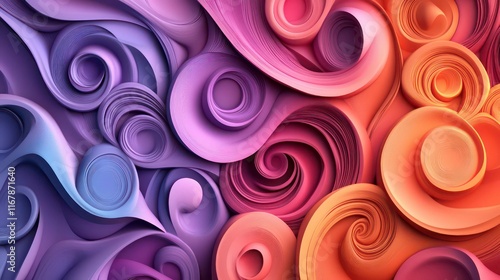 Seamless 3D wallpaper with smooth gradients and curved patterns