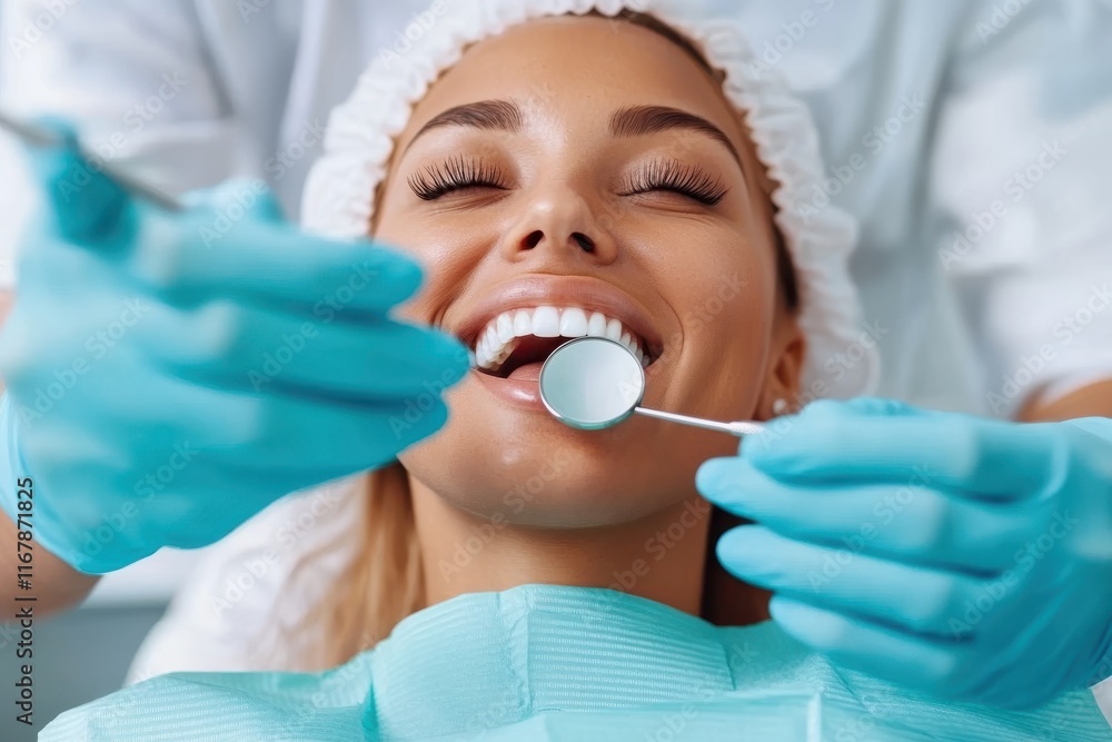 Bright smiles and gentle care unfold during a dental check-up in a modern clinic today Bright smiles and gentle care unfold during a dental check-up in a modern clinic today