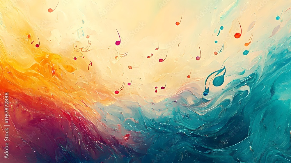 Fototapeta premium Abstract Colorful Painting with Musical Notes