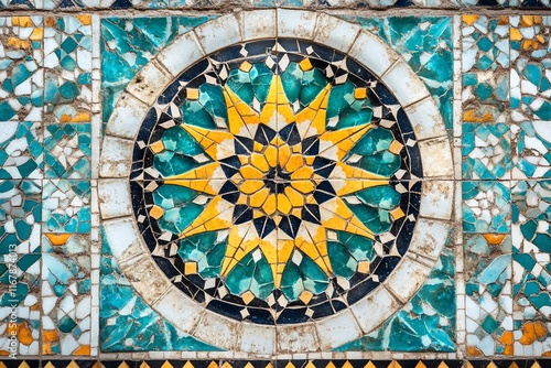 Wallpaper Mural Colorful mosaic tile star pattern floor Torontodigital.ca