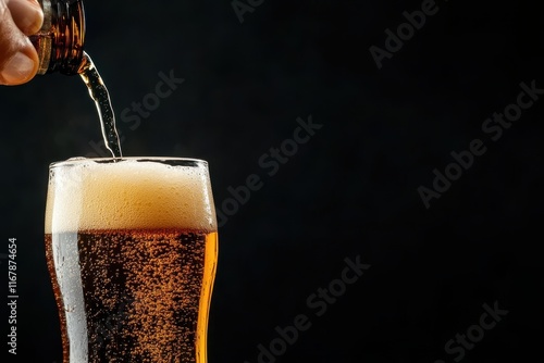 Wallpaper Mural Pouring a refreshing beverage into a chilled glass with bubbles rising at sunset Torontodigital.ca