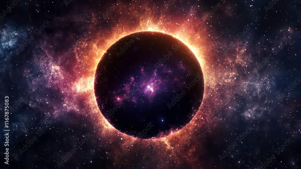 Obraz premium Stars forming a circular border around a central bokeh light burst.