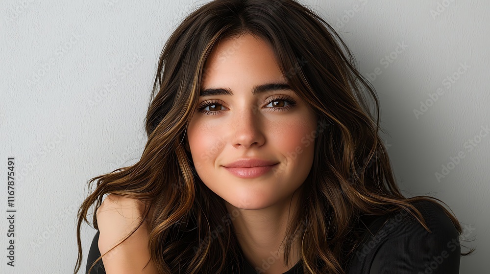 Portrait of a Young Woman with Long Brown Hair Portrait of a Young Woman with Long Brown Hair