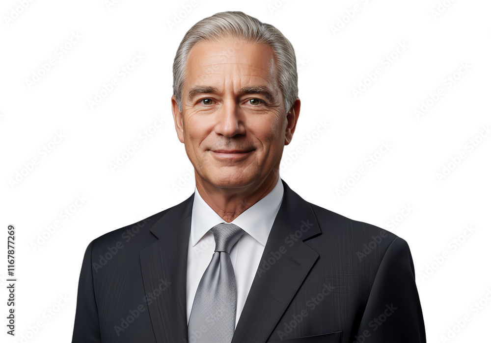 Portrait of successful senior businessman consultant looking at camera and smiling isolated transparency background Portrait of successful senior businessman consultant looking at camera and smiling isolated transparency background