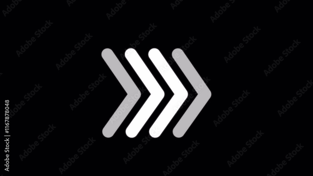 Seamless Looping Arrow Animation Set for Continuous Motion Graphics and Transitions Effects, Set Of White Colored Arrows, White Arrows right direction Motion animation, 4K. Seamless Looping Arrow Animation Set for Continuous Motion Graphics and Transitions Effects, Set Of White Colored Arrows, White Arrows right direction Motion animation, 4K.