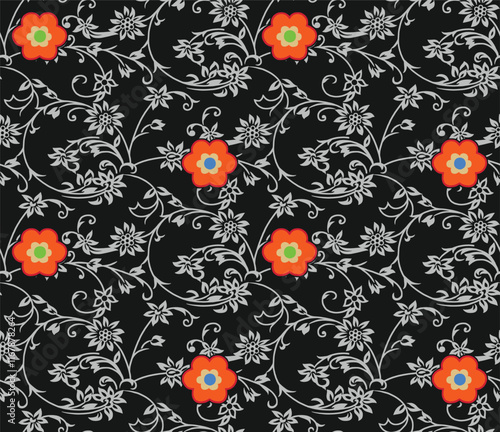 A seamless blend of heart, leaves and flowers, Pattern ideal for textiles, gift wraps, and packaging.