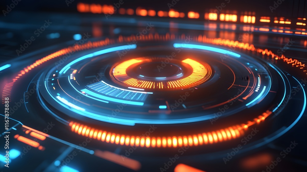 Futuristic Interface Glowing Circular Technology Display Futuristic Interface Glowing Circular Technology Display