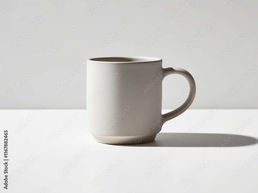 Obraz premium White mug mockup on a grey background.
