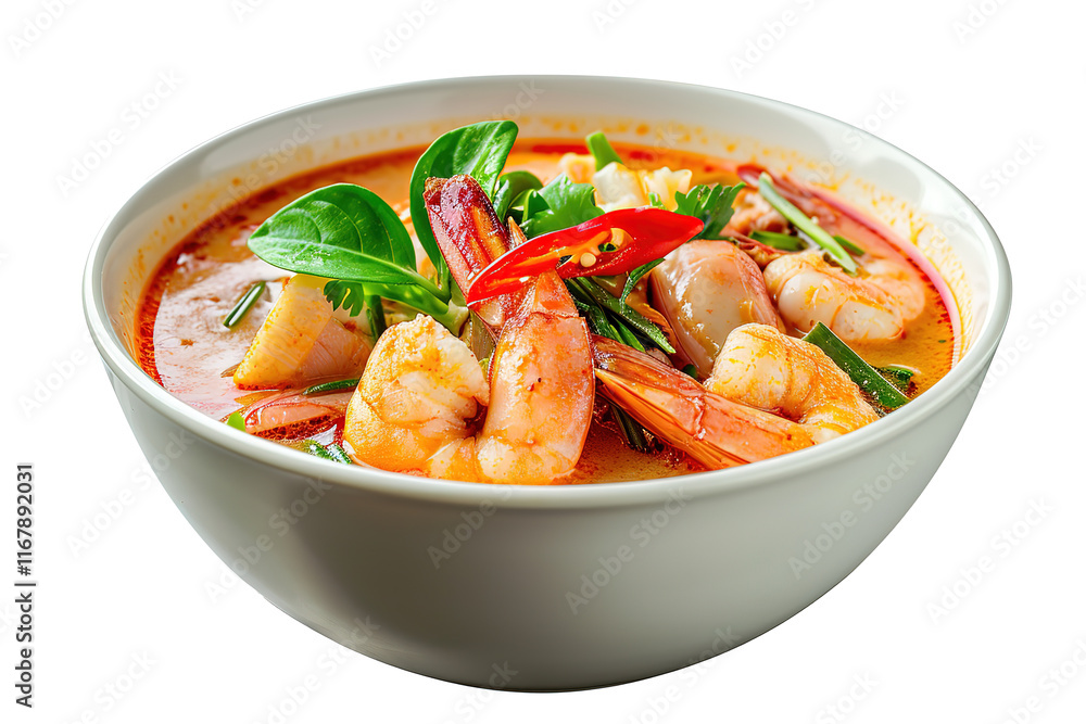 Delicious Tom Yum Soup with Shrimp Seafood Herbs Delicious Tom Yum Soup with Shrimp Seafood Herbs