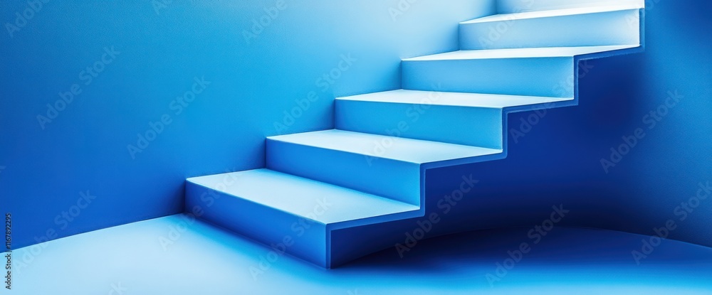 Abstract Blue Staircase Leading Upward Abstract Blue Staircase Leading Upward