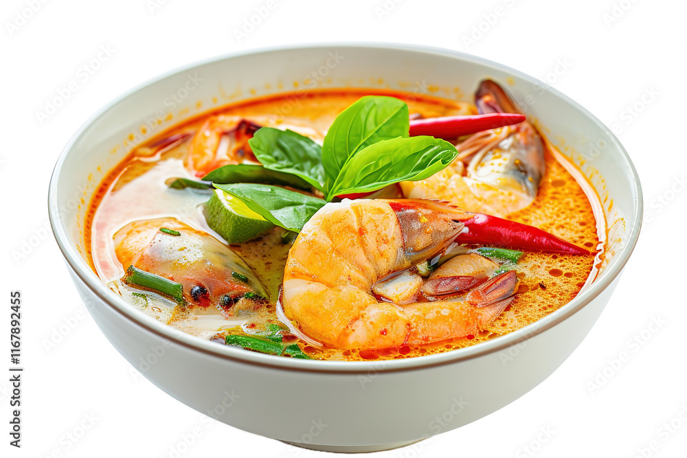 Spicy Tom Yum Soup with Shrimp Chili Basil Spicy Tom Yum Soup with Shrimp Chili Basil