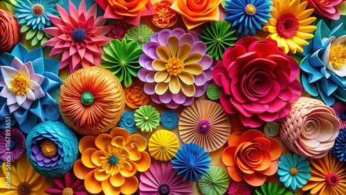 Close up of vibrant paper flowers , colorful, bunch, close up, paper, flowers, vibrant, bright, colorful, handmade, decoration photo