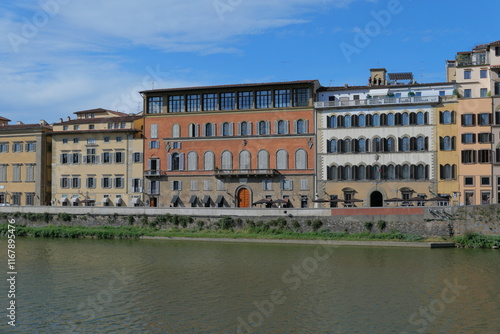 The Daily Life of the Arno River in Florence, Romantic Italy