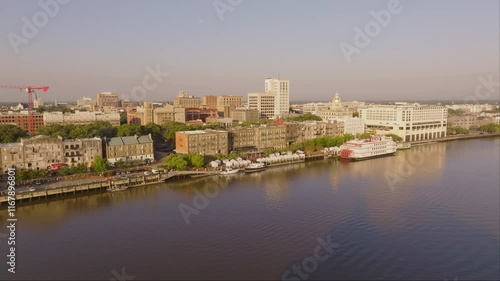Wallpaper Mural Historic Charm: Aerial of Downtown Savannah, Georgia and River Street Along the Waterfront Torontodigital.ca