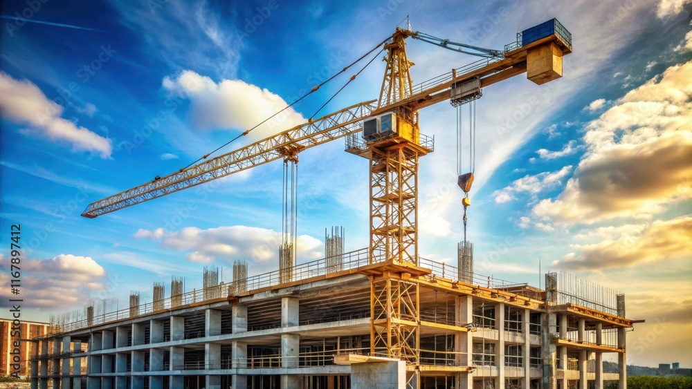 Crane building a construction site, crane, construction, site, building, development, industry, progress, urban Crane building a construction site, crane, construction, site, building, development, industry, progress, urban