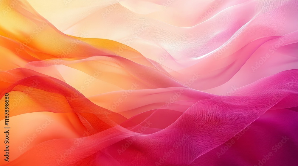 Fototapeta premium Abstract image of flowing fabric in warm pink and orange tones. Soft, dreamy feel.