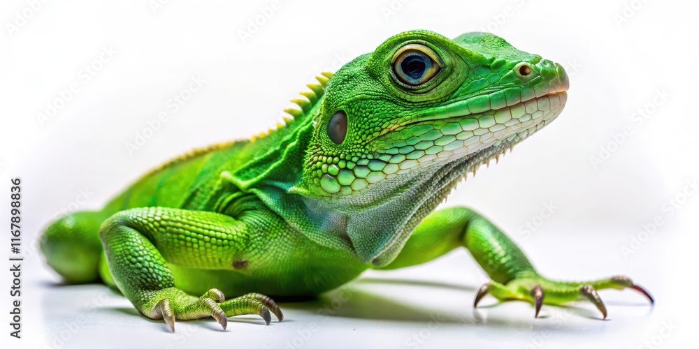 Fototapeta premium Green lizard isolated on background, green, lizard, reptile, isolated,animal, exotic, wildlife, nature, camouflage