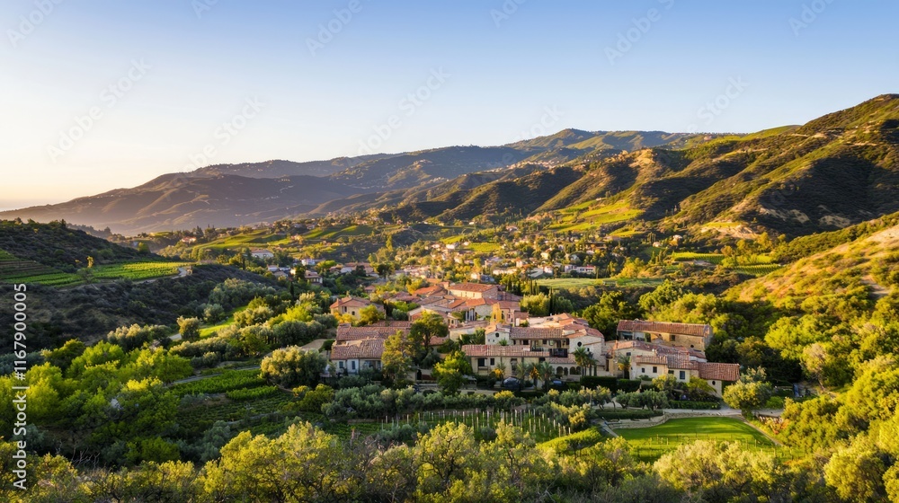 Serene Village Life: Scenic Beauty of a Quaint Settlement Amidst Lush Vineyards and Rolling Hills Serene Village Life: Scenic Beauty of a Quaint Settlement Amidst Lush Vineyards and Rolling Hills