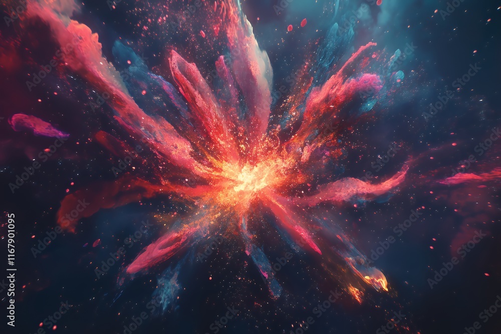 custom made wallpaper toronto digitalAbstract Cosmic Explosion Red And Blue Hues