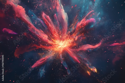Wallpaper Mural Abstract Cosmic Explosion Red And Blue Hues Torontodigital.ca