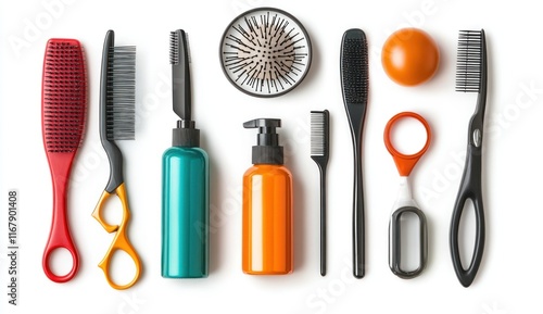 Hair Styling Essentials on a White Background photo