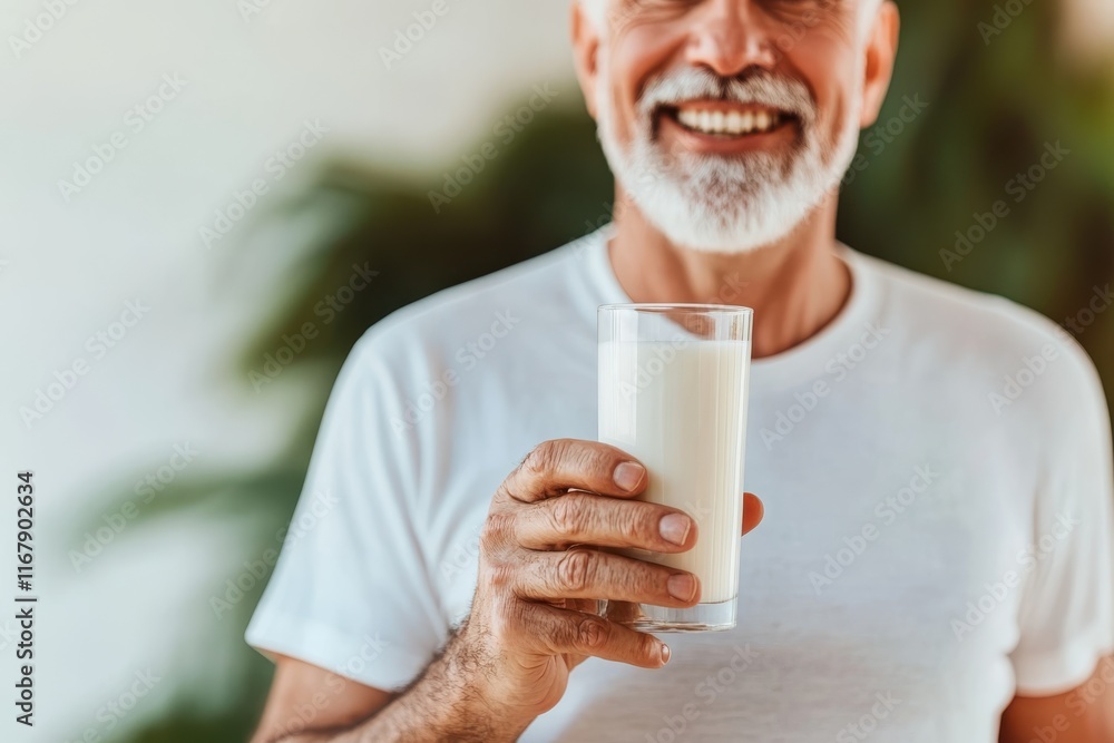 Smiling man enjoys refreshing beverage in a bright, inviting environment during a sunny afternoon Smiling man enjoys refreshing beverage in a bright, inviting environment during a sunny afternoon