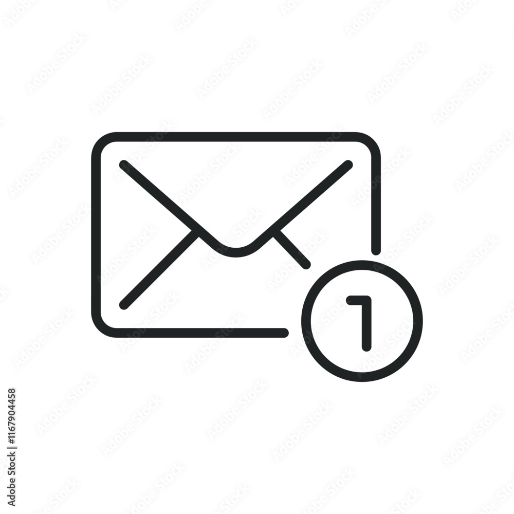 Email notification thin line icons. Editable stroke and Perfect pixel on transparent background Email notification thin line icons. Editable stroke and Perfect pixel on transparent background