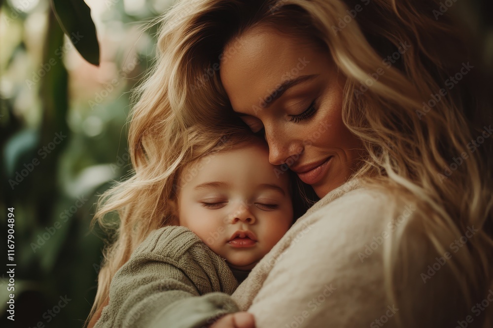 Embracing the warmth of love between a parent and child in nature's embrace under soft, golden light Embracing the warmth of love between a parent and child in nature's embrace under soft, golden light